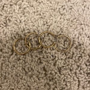 Set of four Lucky Brand gold hoop earrings